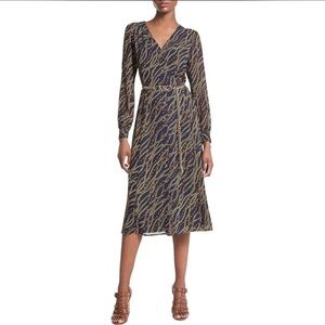 Michael Kors Status Print Georgette Midi Dress